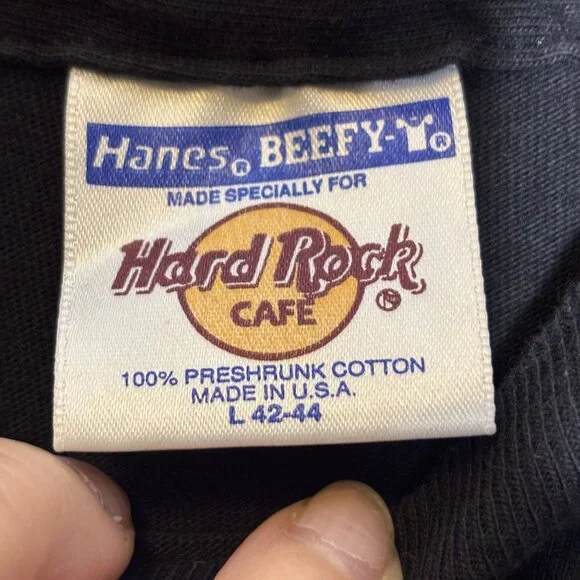 Vintage Hard Rock Cafe New Orleans Mardi Gras Black T-Shirt L Hanes Beefy-T 100% - Picture 6 of 9